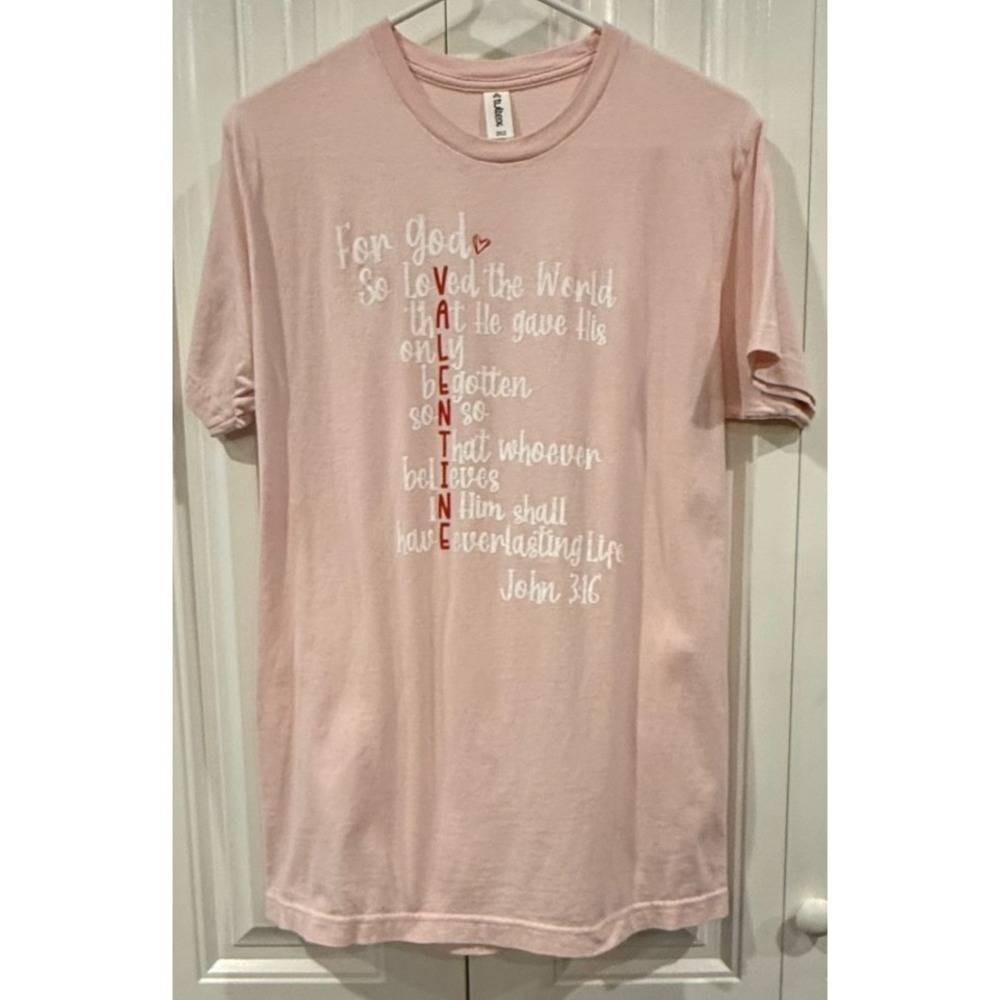 Tultex 202 Pink T-Shirt Men's Medium Unisex Crew Neck 100% Cotton Ring Spun Basi